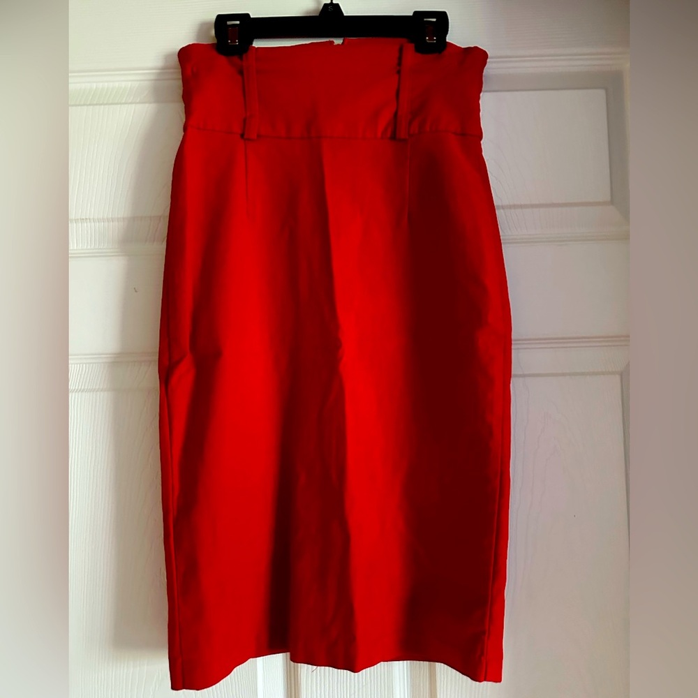 Red pencil skirt